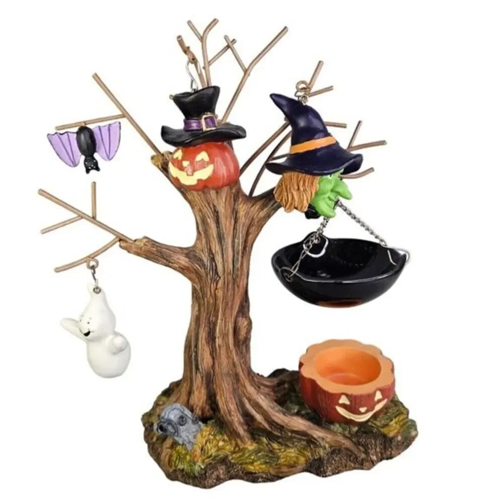 Yankee Candle Halloween Haunted Tree Tart Wax Warmer RARE Witch Ghost Bat Spooky